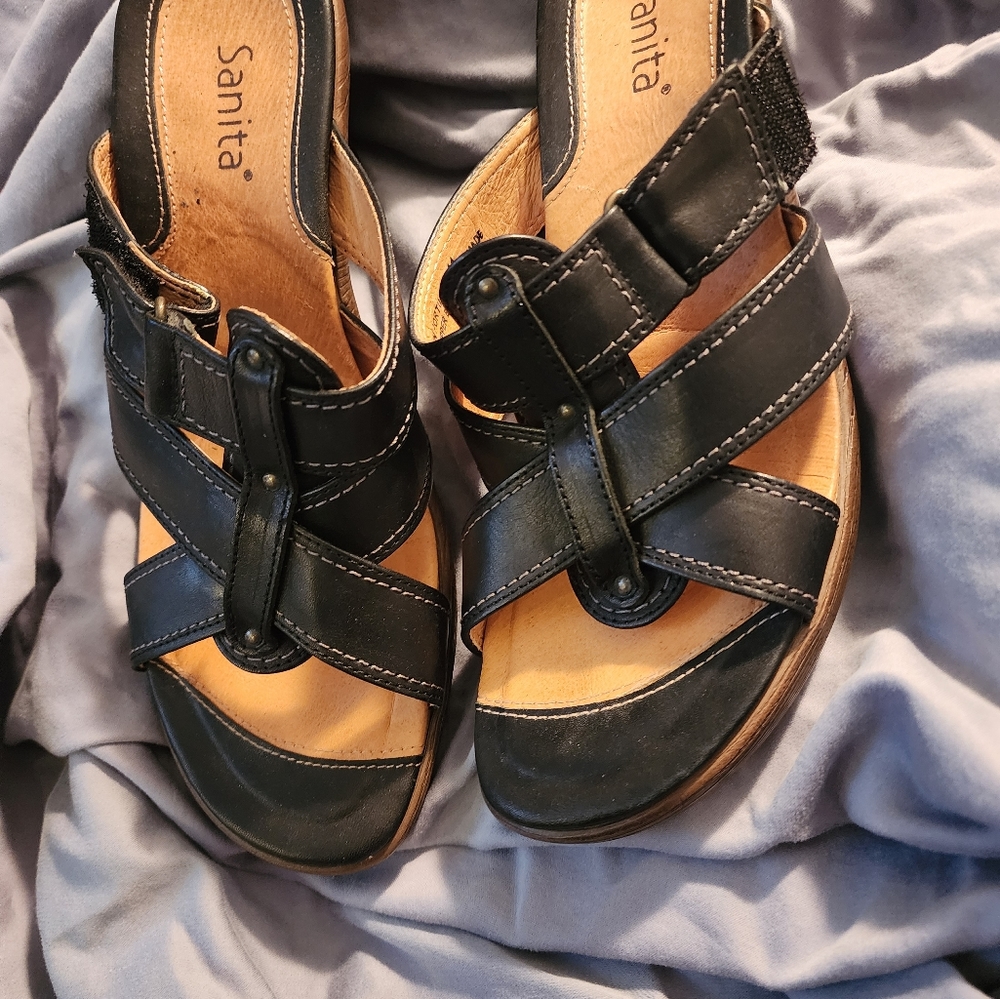 Black Sanita slip ons